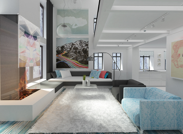 minimalist living room with nature textile