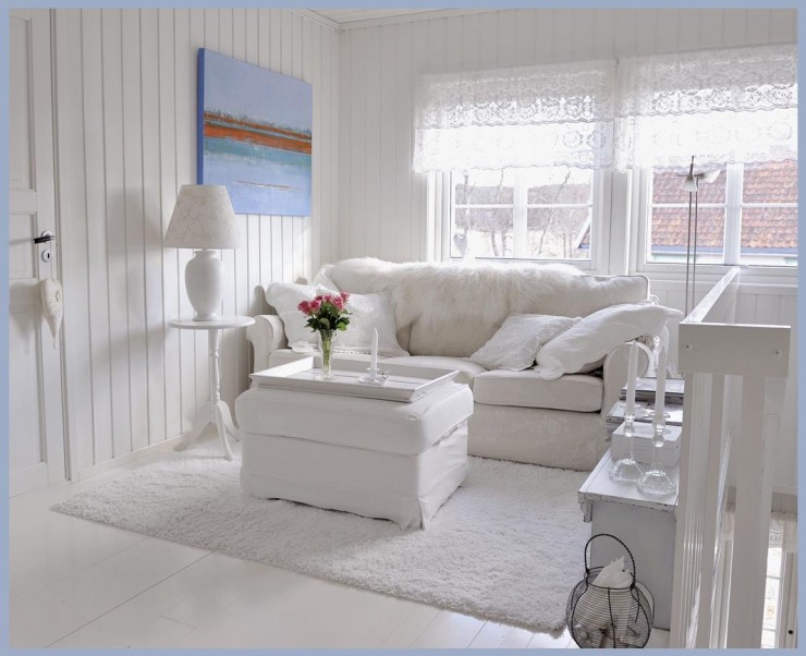 white romantic shabby chic living room