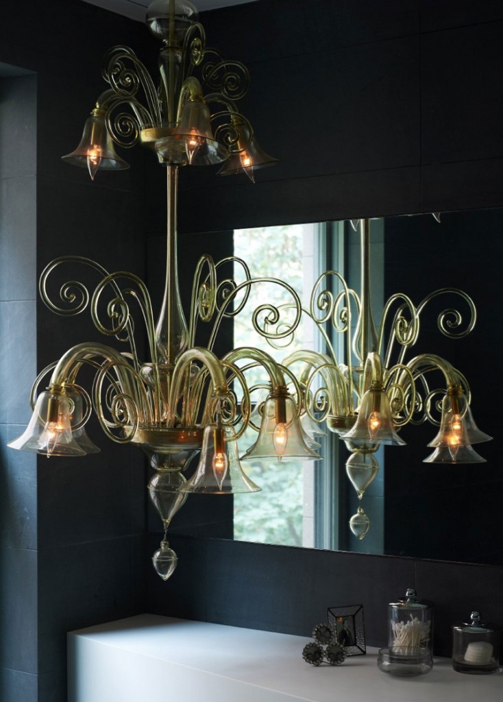 contemporary bathroom with chandelier 3 ideas