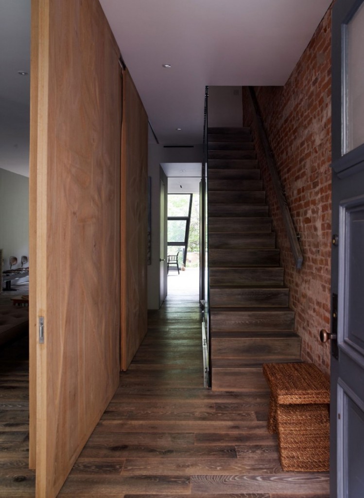 contemporary wooden staircase by Archi-Tectonics